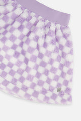 Faux Fur Skirt Lilac and White Tiles