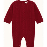Bowie Cable Knit Romper - Ruby Red