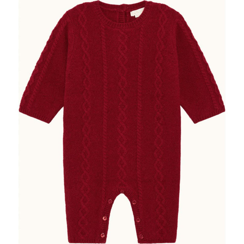 Bowie Cable Knit Romper - Ruby Red