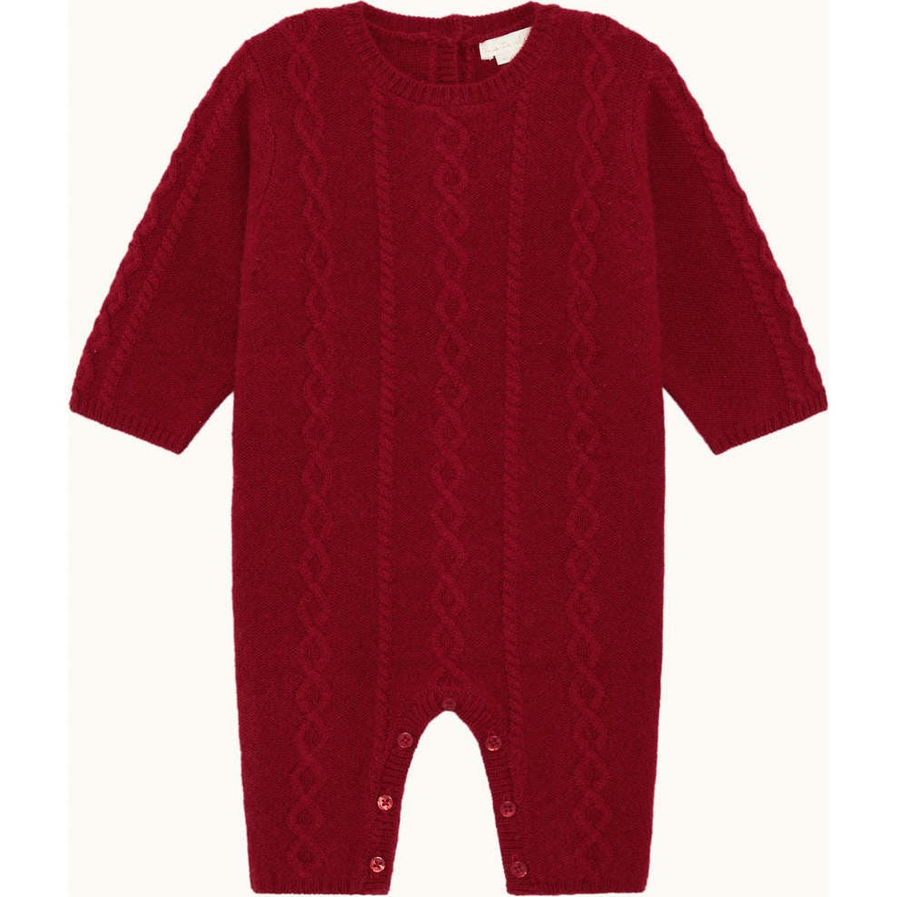 Bowie Cable Knit Romper - Ruby Red
