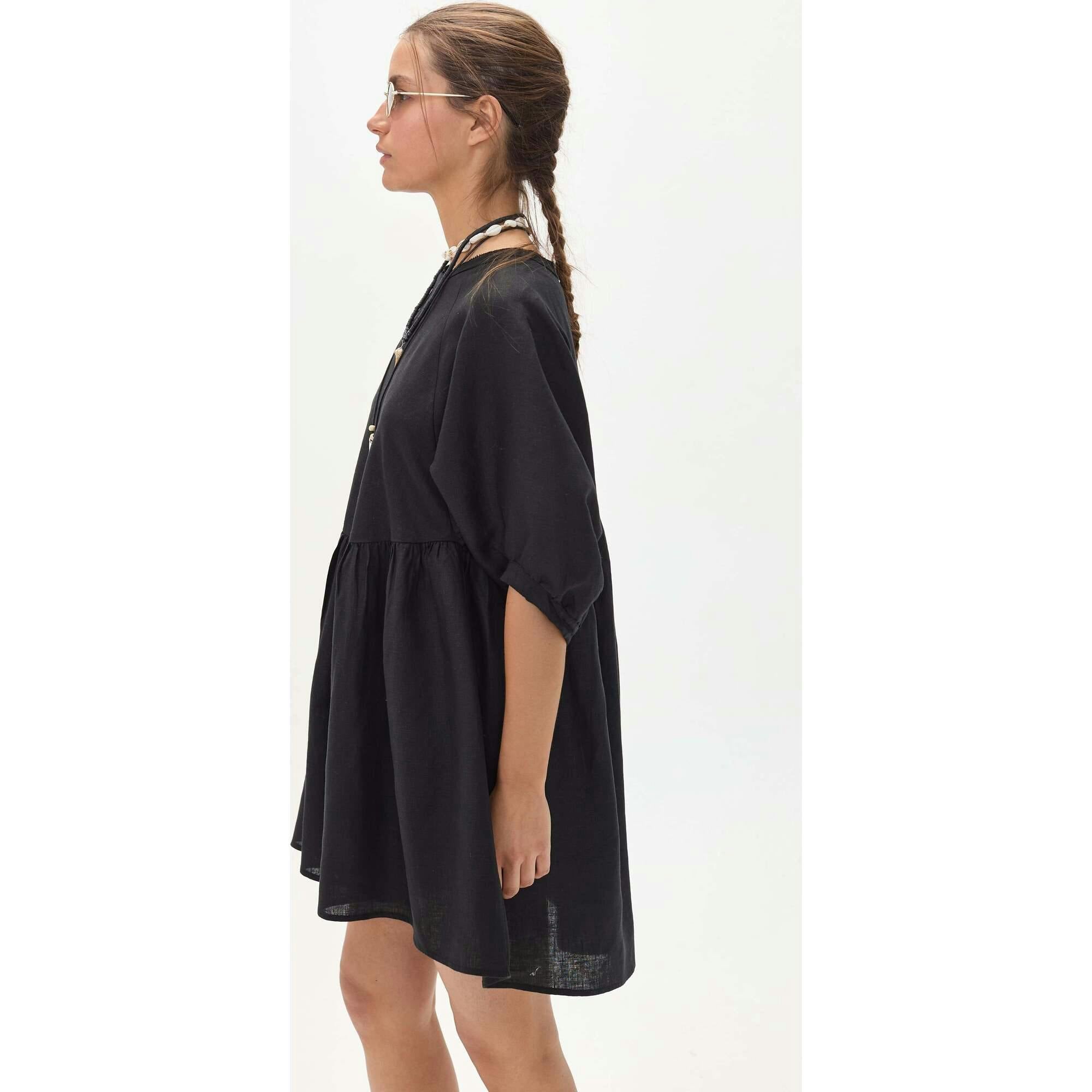 Alcala Linen Dress - Black