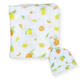 Bamboo Muslin Swaddle Blanket & Topknot Set - Gingham