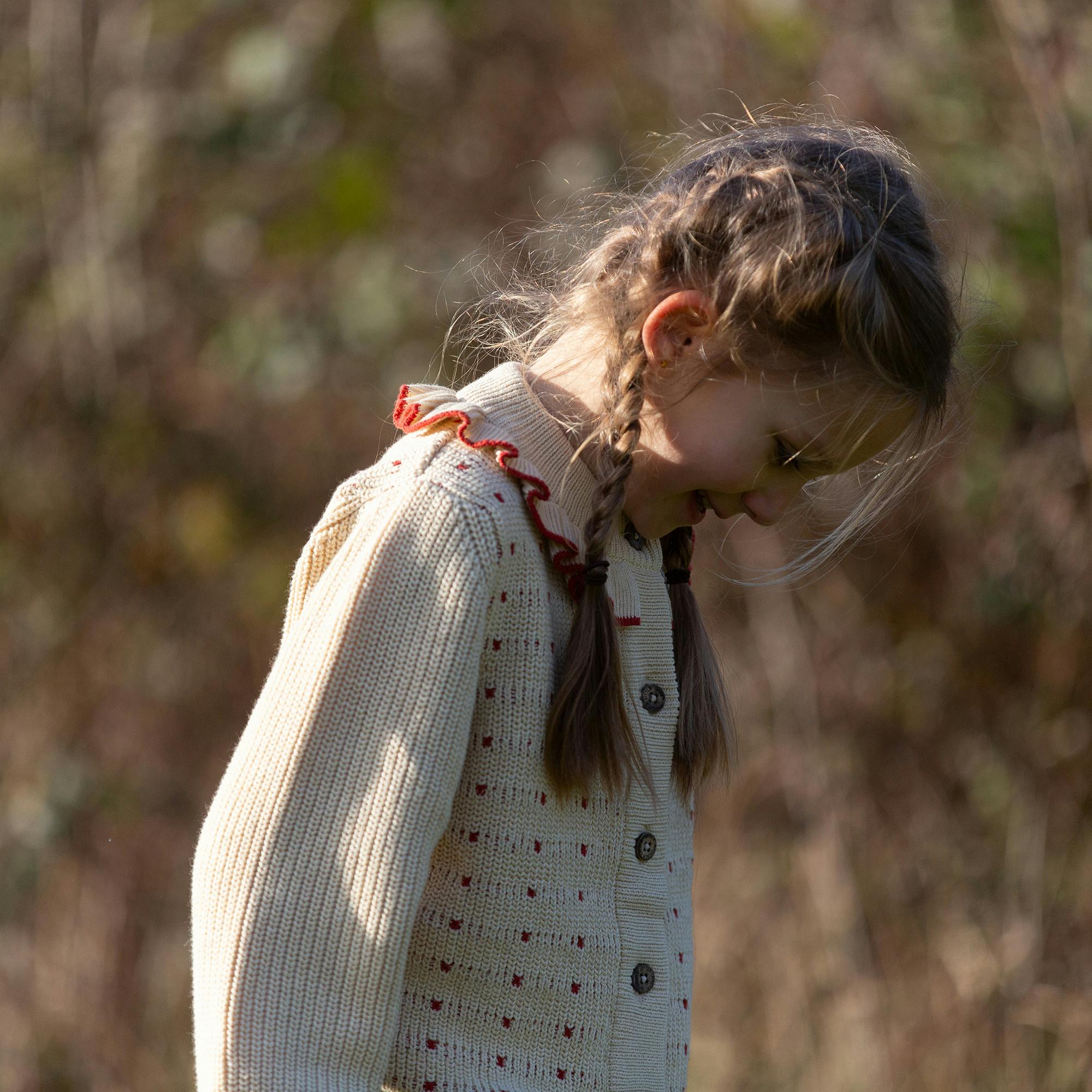 Oatmeal Frill Snuggly Knitted Cardigan, Cream
