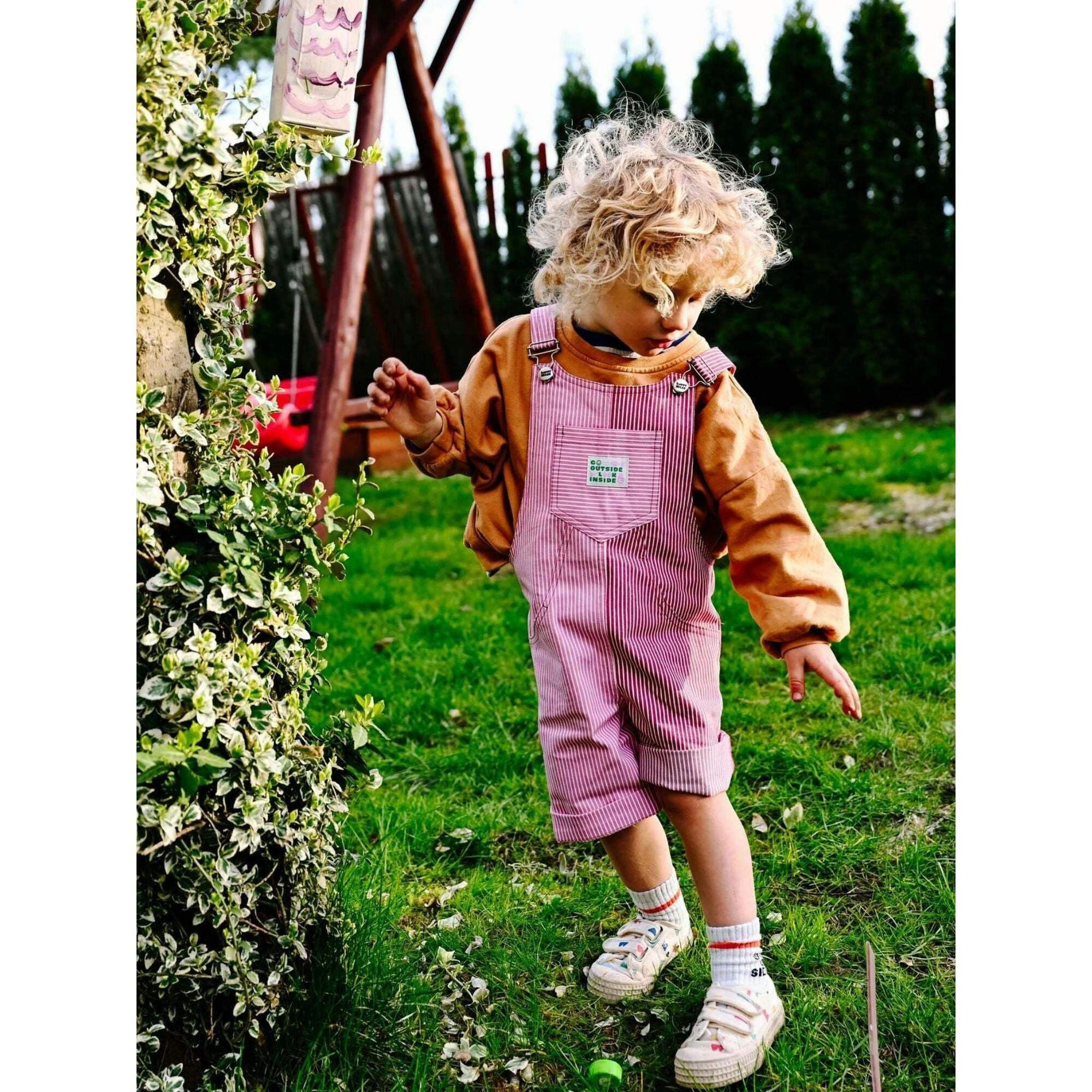 children's short dungaree - watermelon stripes