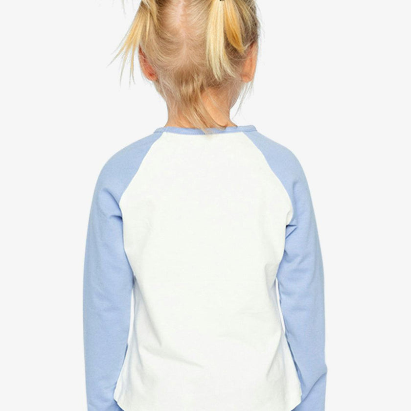 Raglan Organic Cotton T-Shirt Violet And Off-White