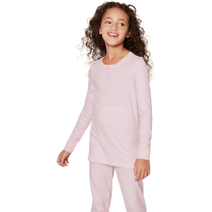 Kid's Pima Snug Fit Pajama Set in Pink Stripe