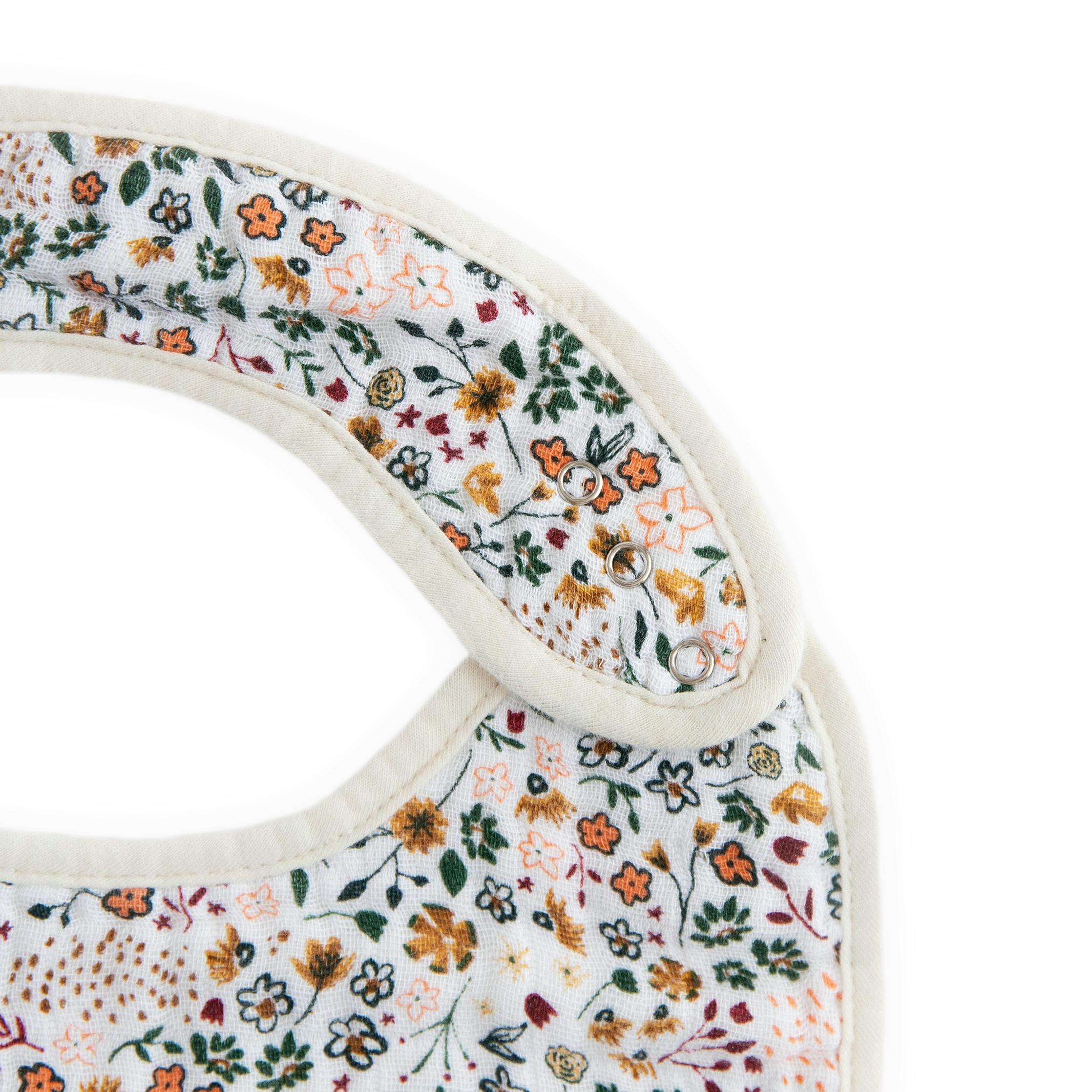 Cotton Muslin Classic Bib 3 Pack - Vintage Floral
