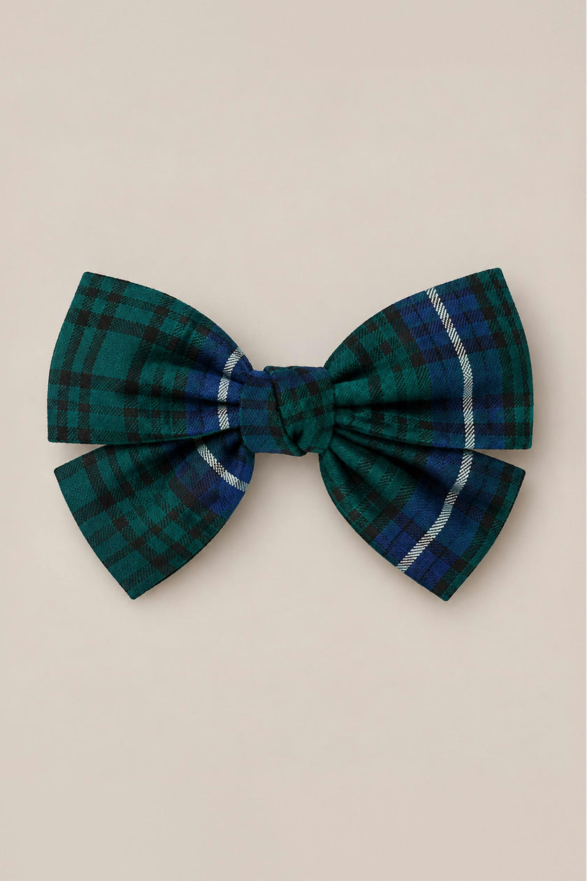 Hair Bows in Emerald Plaid