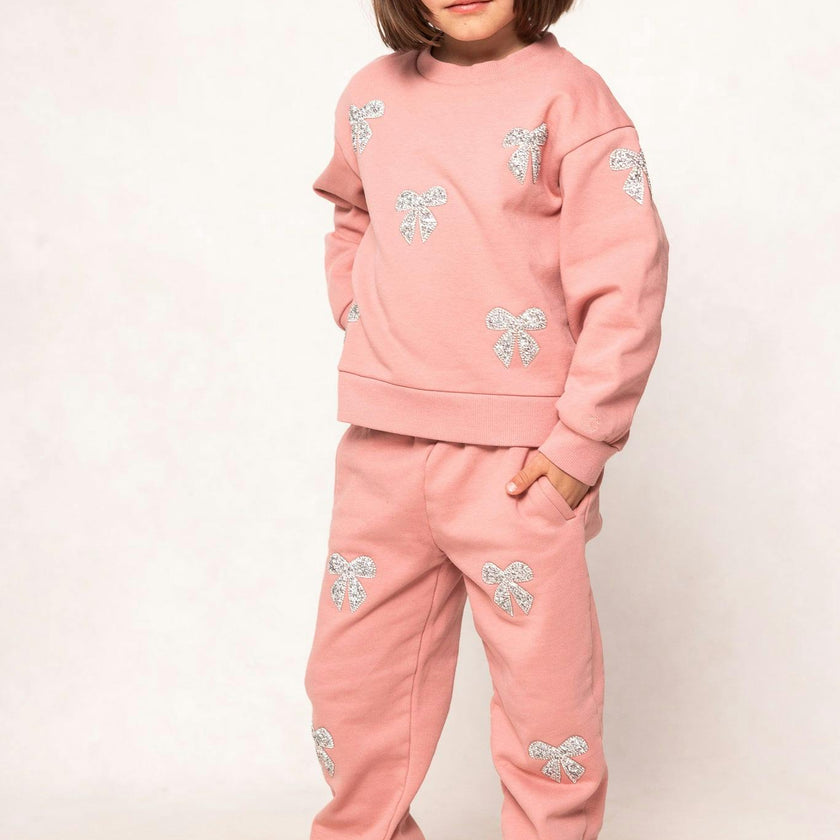 Mini Micah Crew Neck Sweatshirt in Pink & Bows