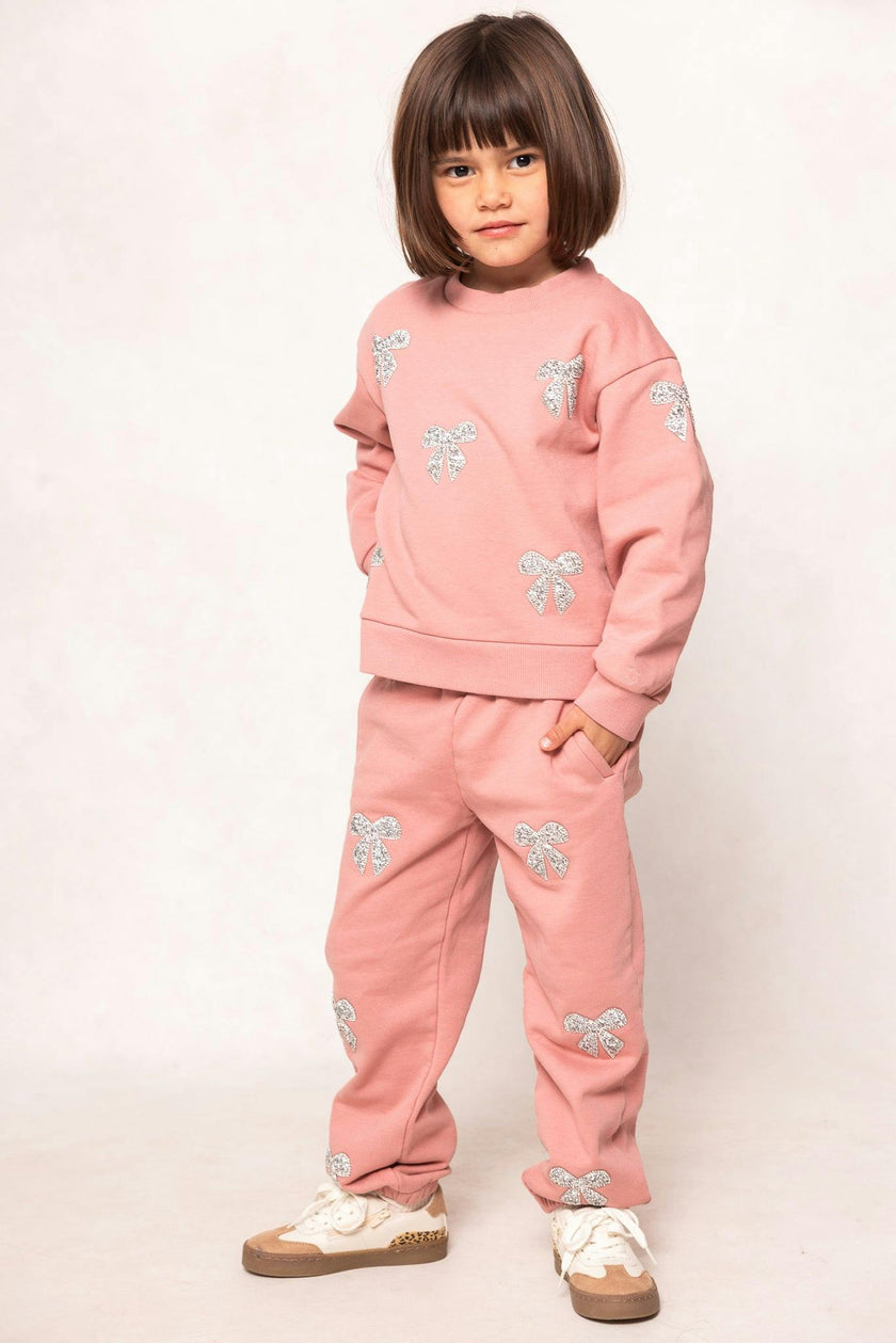Mini Micah Crew Neck Sweatshirt in Pink & Bows