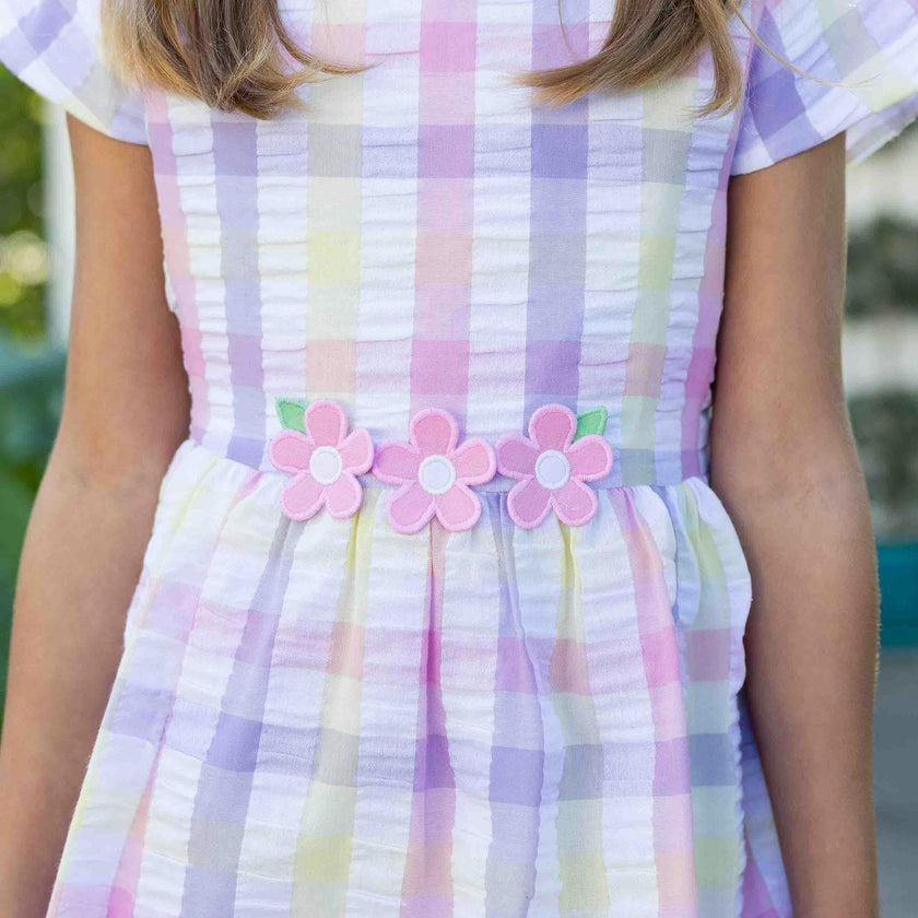 Pastel Plaid Dress With Flowers