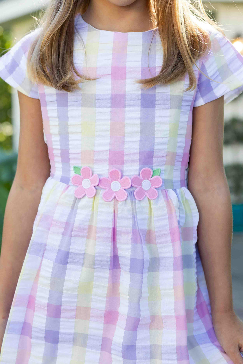 Pastel Plaid Dress With Flowers
