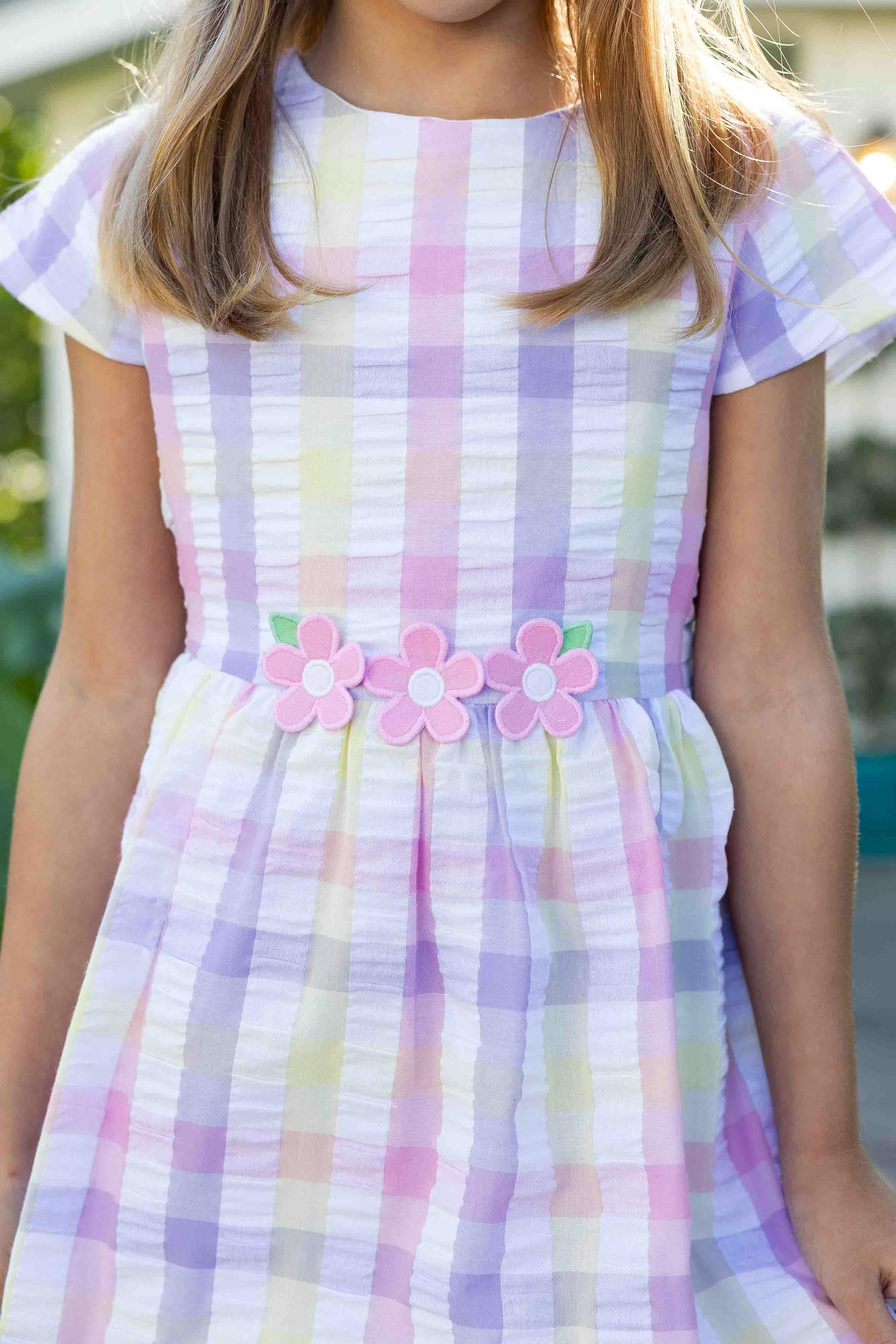 Pastel Plaid Dress With Flowers