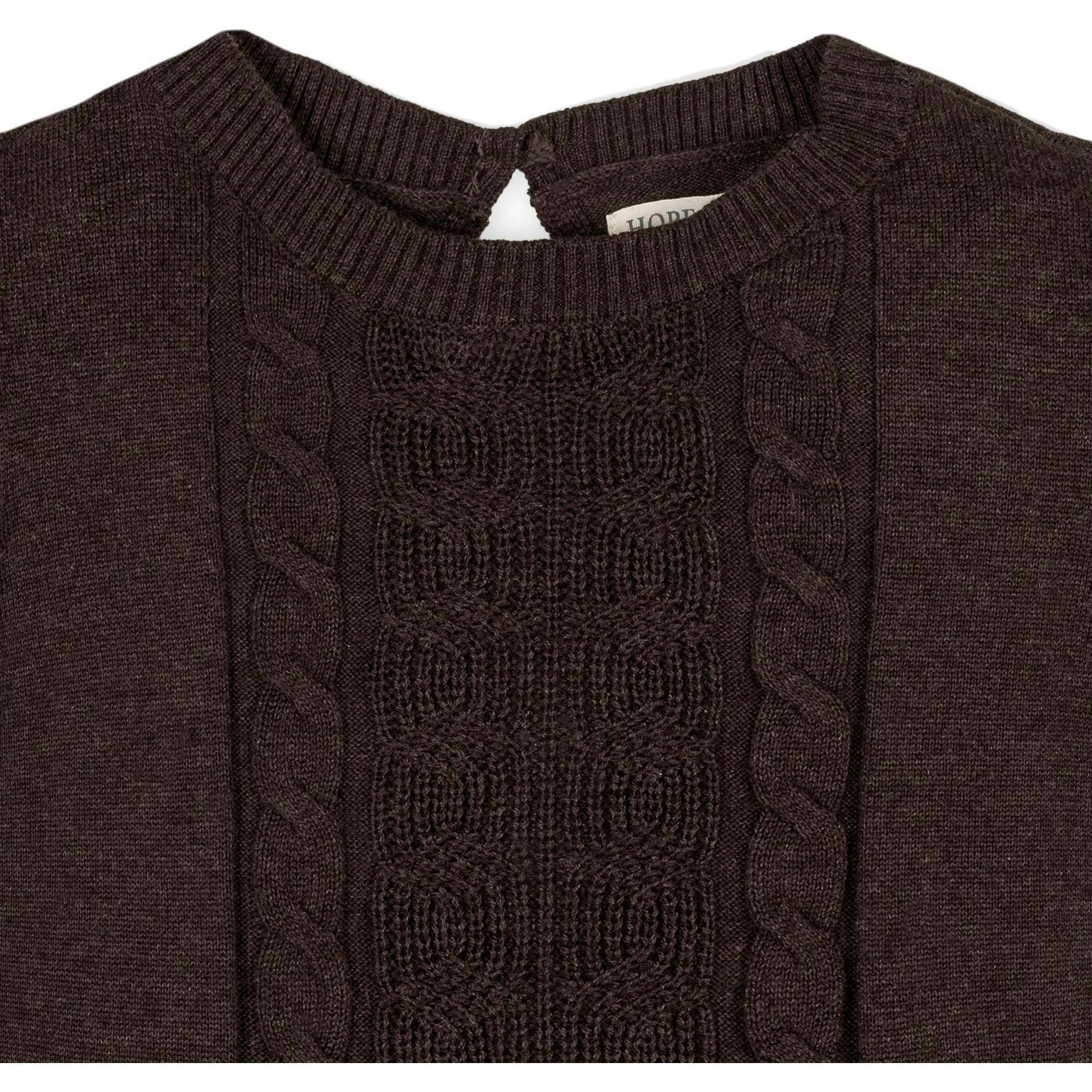 Girl's Organic Flutter Sleeve Cable Sweater Dress, Brown