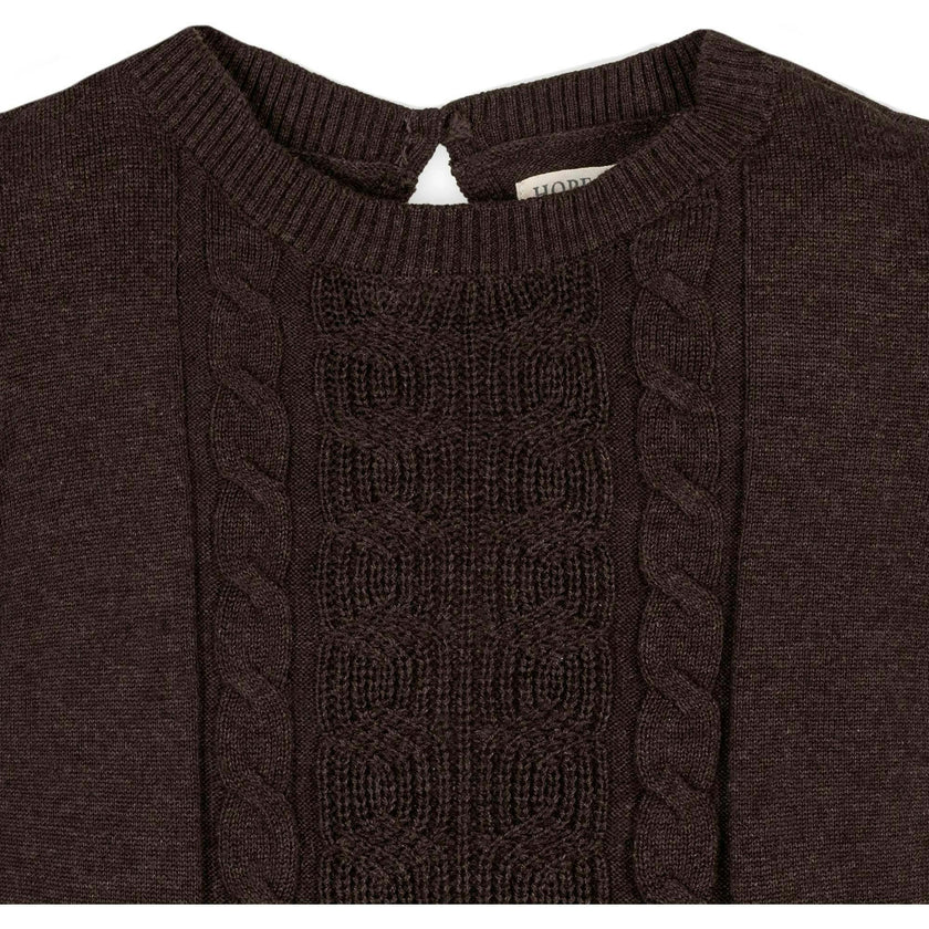Baby Organic Flutter Sleeve Cable Sweater Dress, Brown
