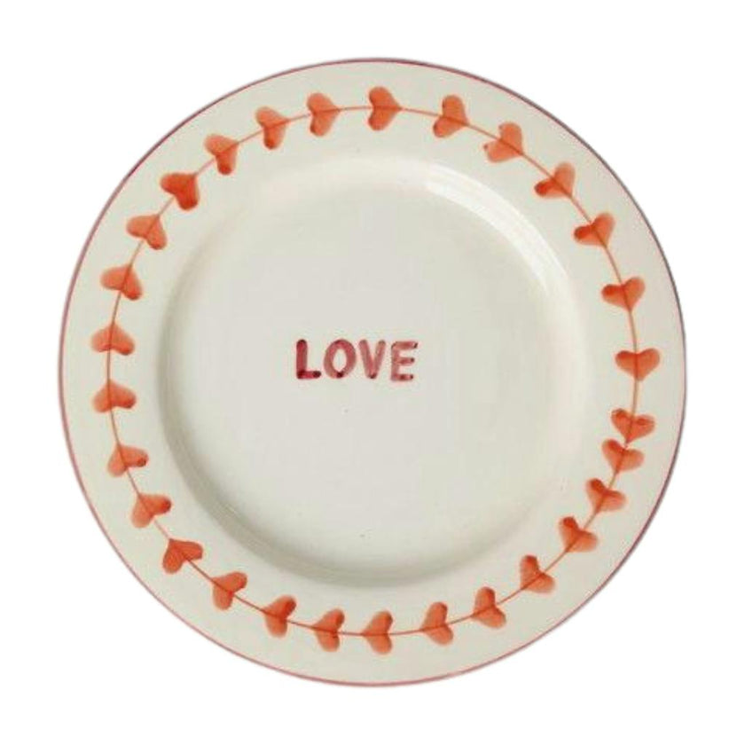 Ceramic Dinner Plate with Hand-painted LOVE
