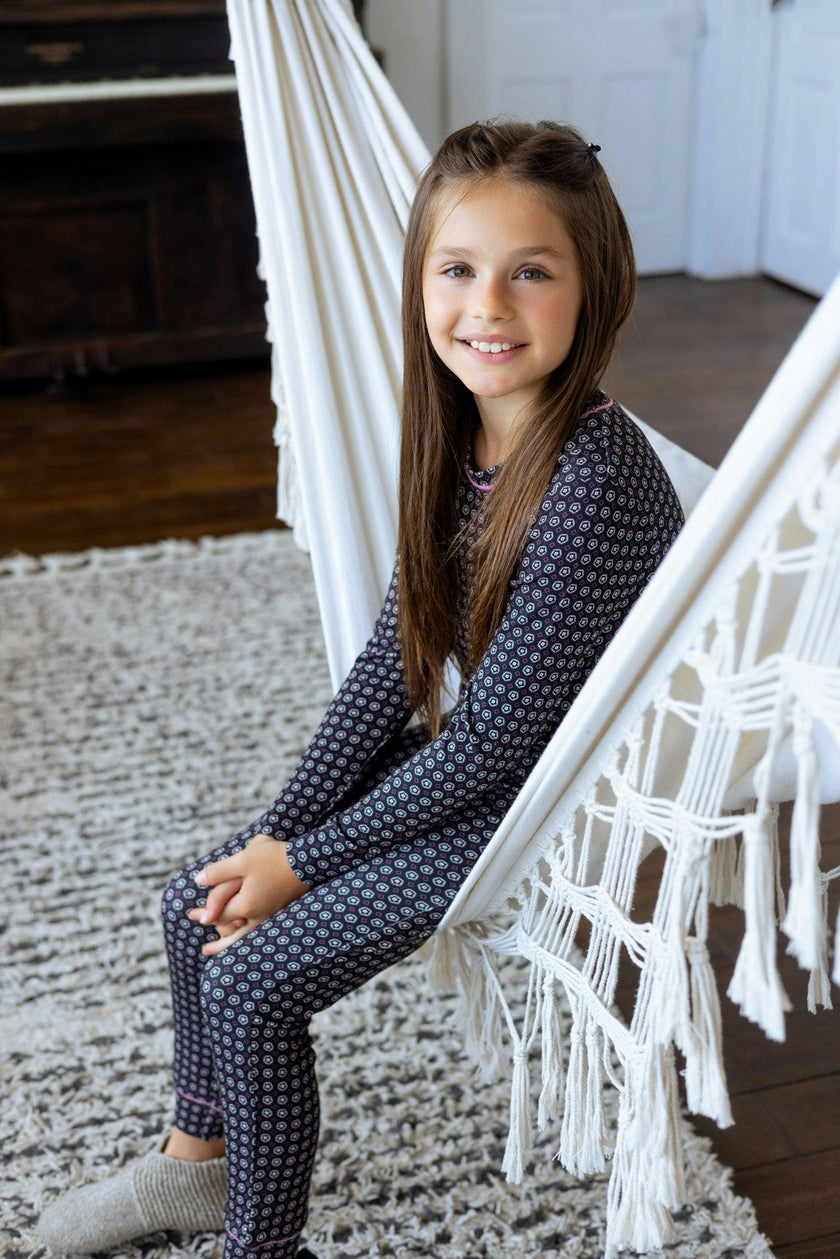 Bamboo Pattern Loungewear Set, Girls
