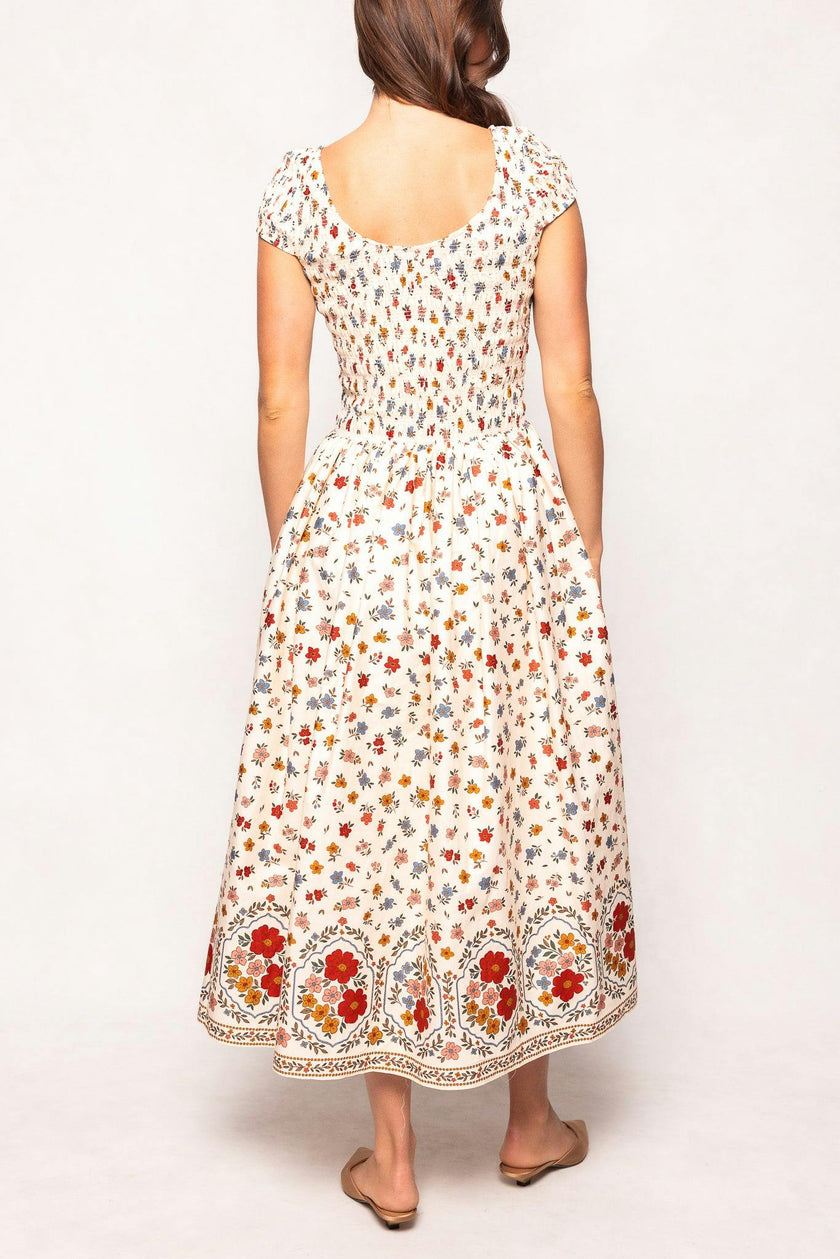 Marlow Cap Sleeve Dress in Cream Ditsy Floral