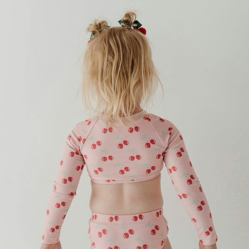 Girls Crop Two-Piece Swimsuit in Cherries