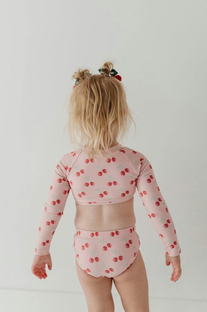 Girls Crop Two-Piece Swimsuit in Cherries