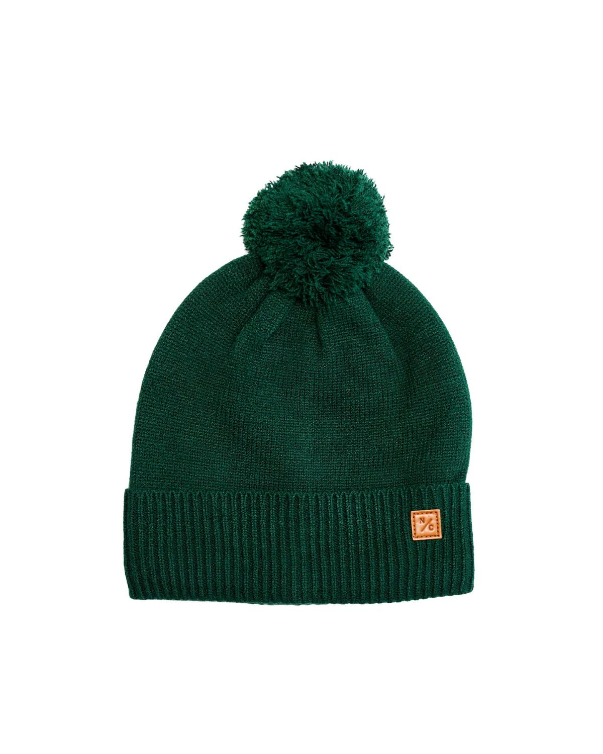 Knit Pom Hat in Ivy Green