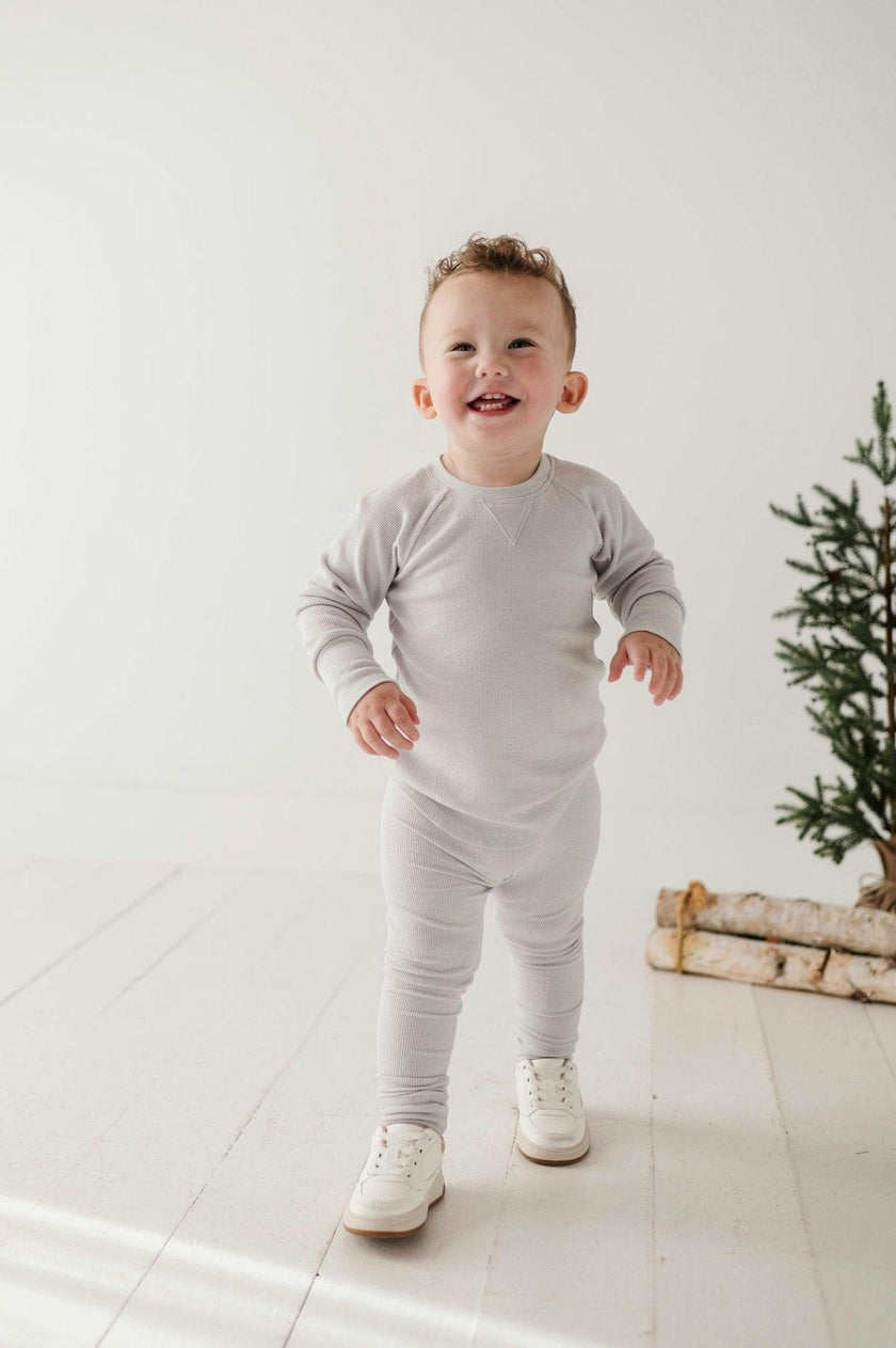 Boys Ribbed Top in Gray Dawn
