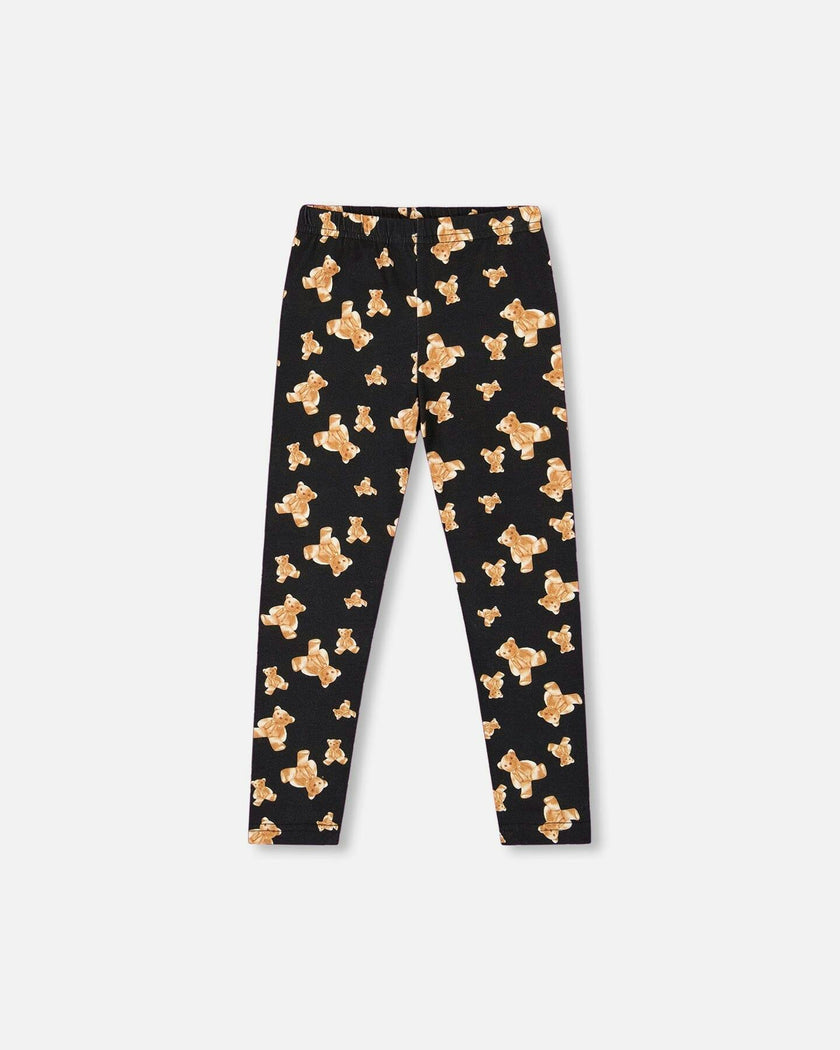 Jersey Leggings Black Teddy Print