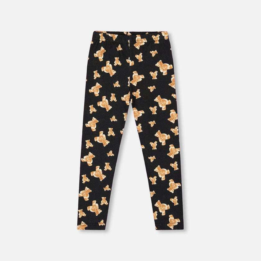 Jersey Leggings Black Teddy Print