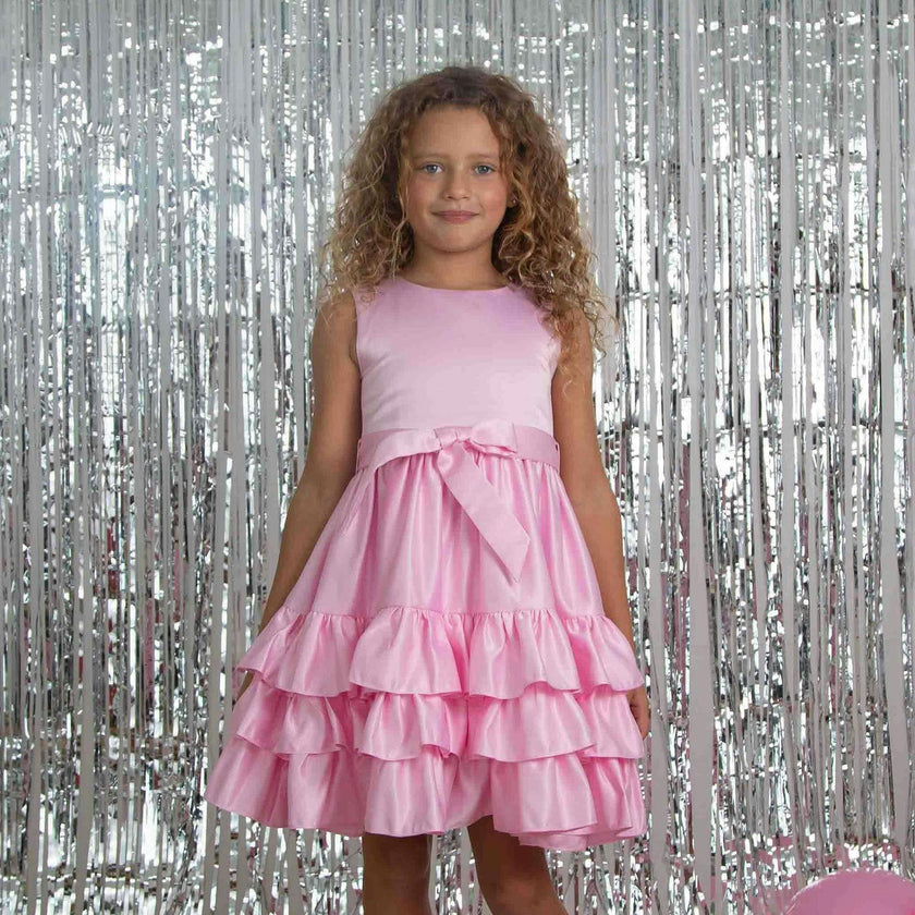 Arabella Frill Satin Girls Party Dress