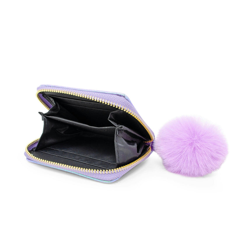 Shiny Mermaid Scale Wallet With Removable Pom Pom