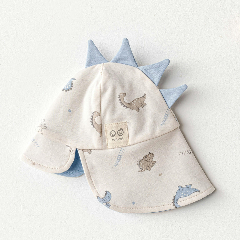 Beige Dinosaur Flap Cap