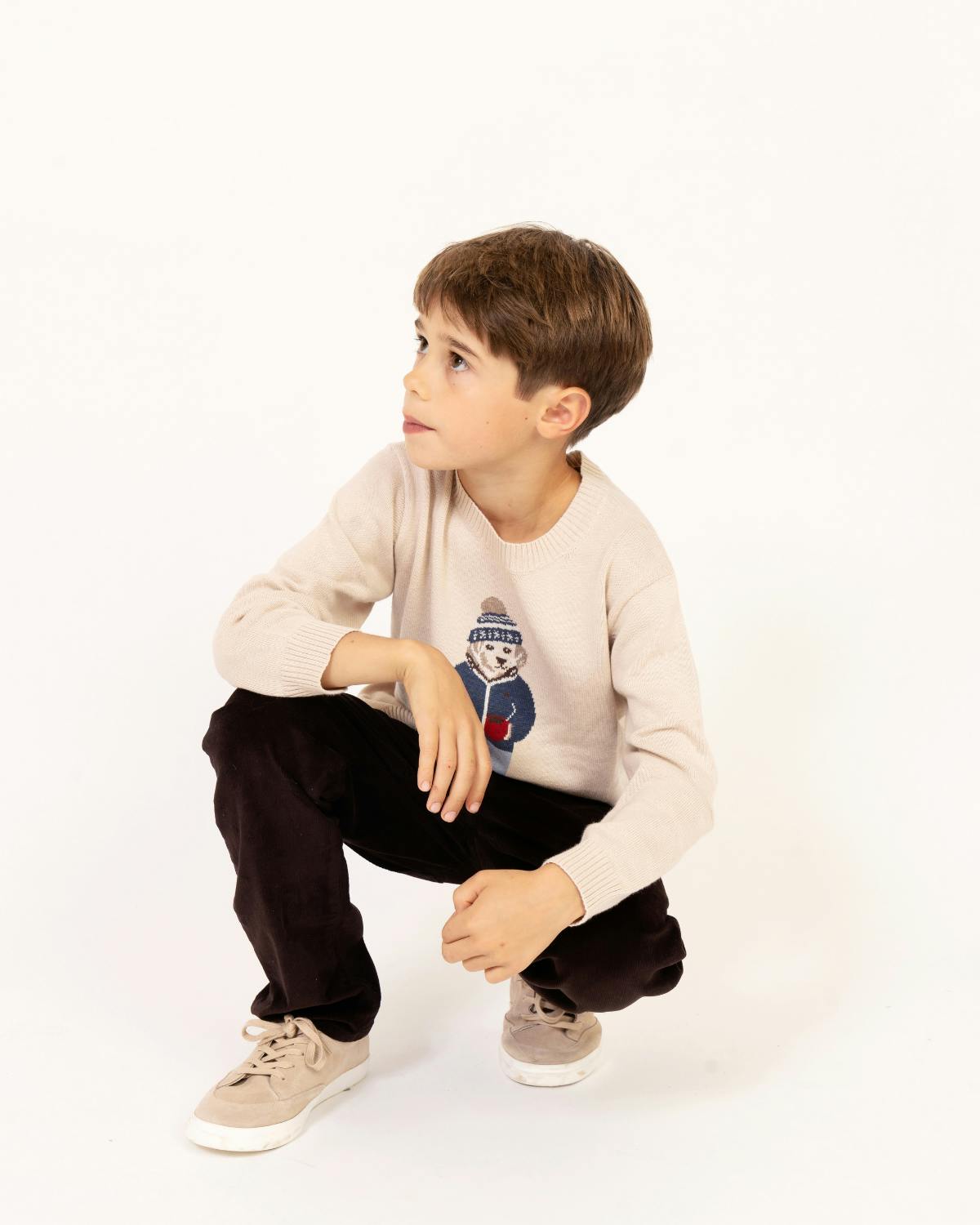 Kids Winter Pup Sweater in Beige