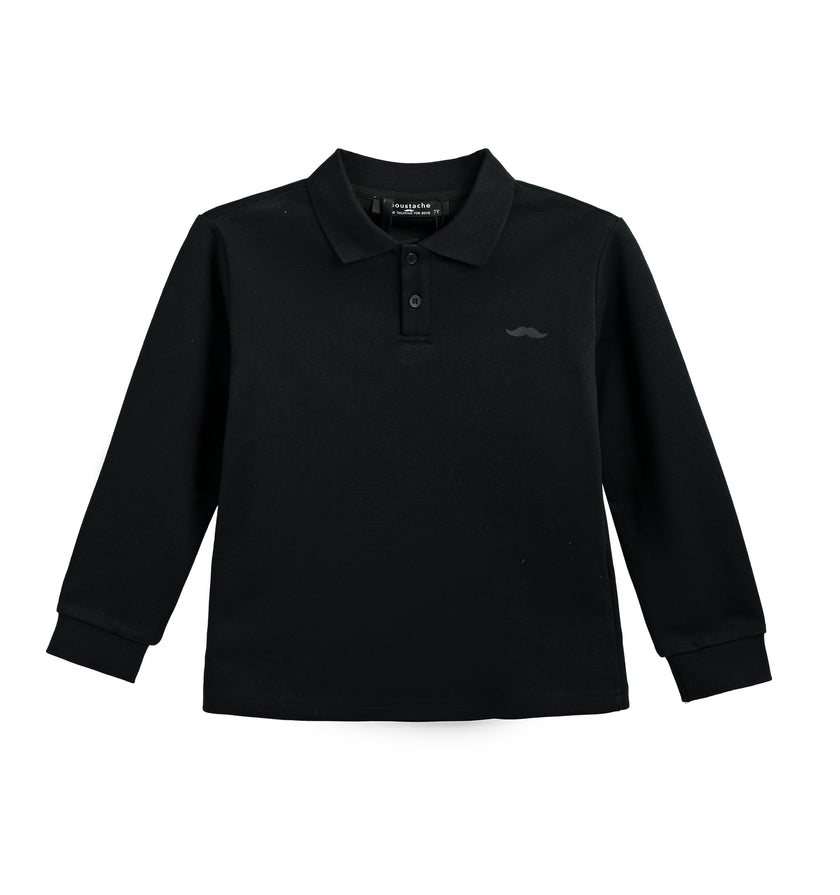 Black Long-Sleeve Polo Shirt