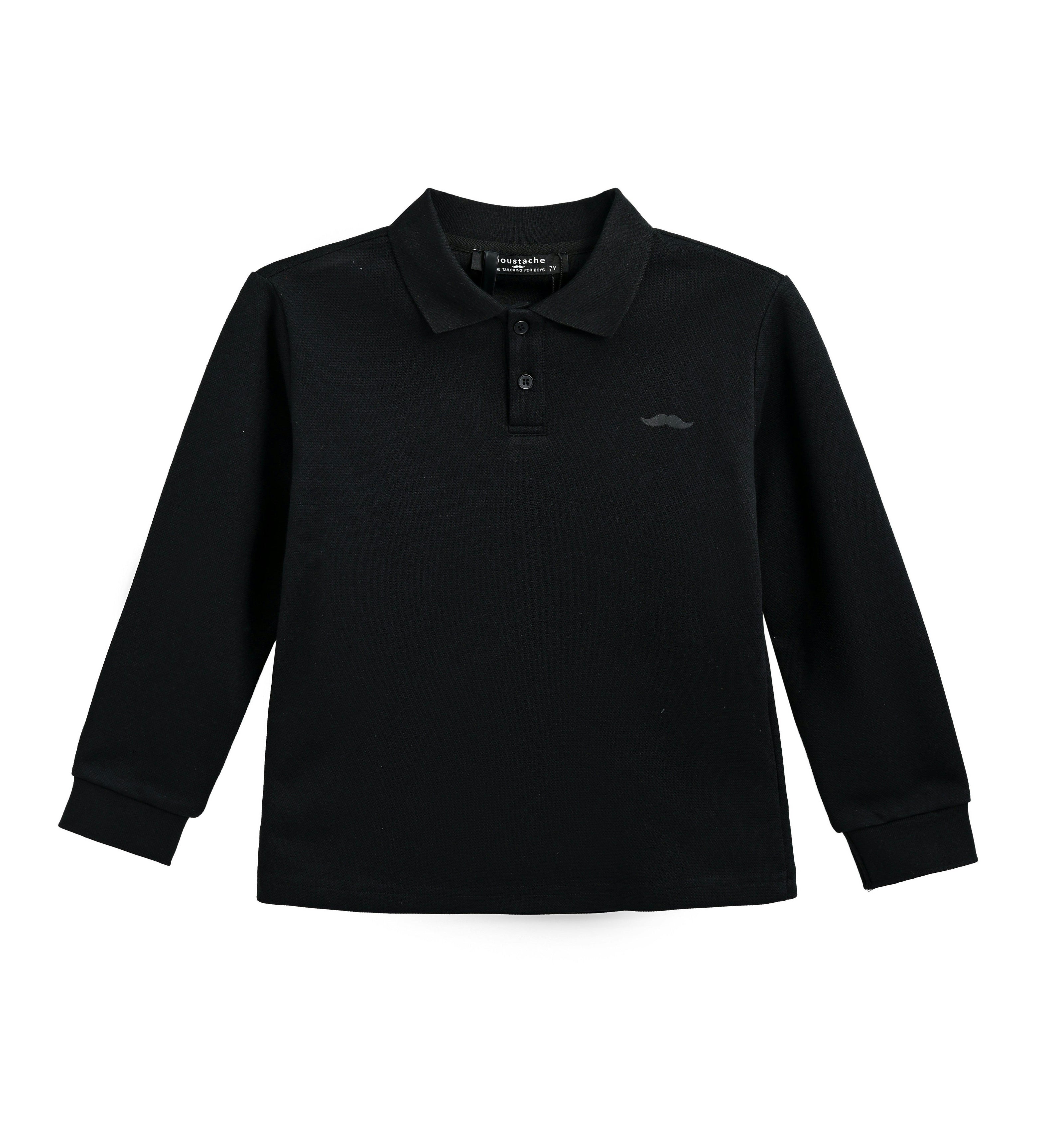 Black Long-Sleeve Polo Shirt