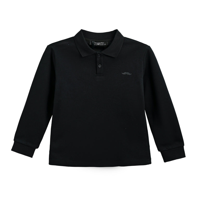 Black Long-Sleeve Polo Shirt