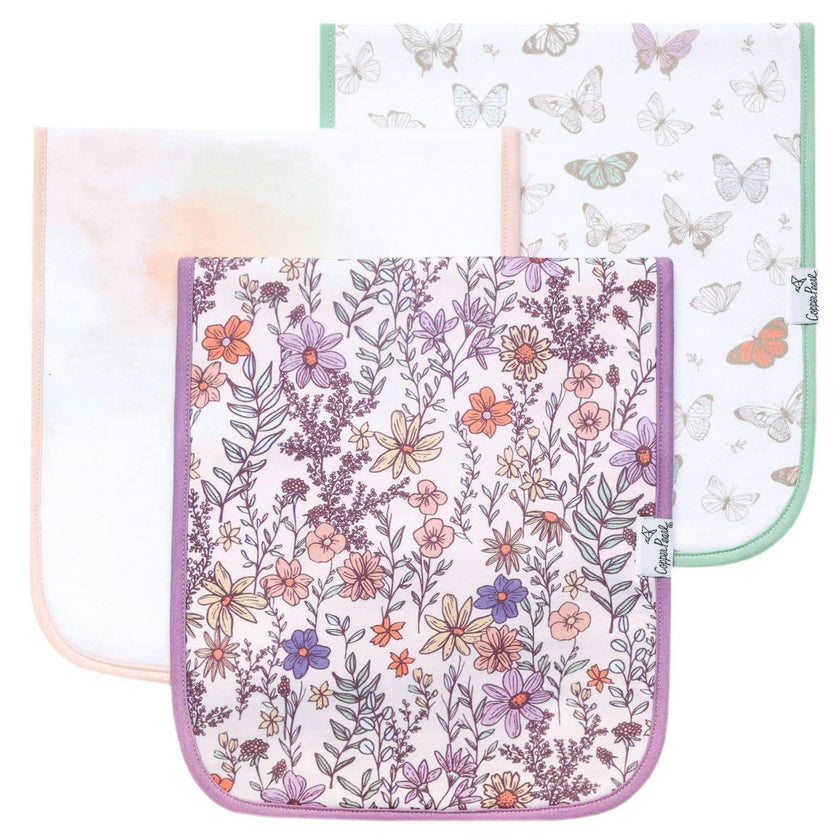 3 Pack Premium Burp Cloths - Flora