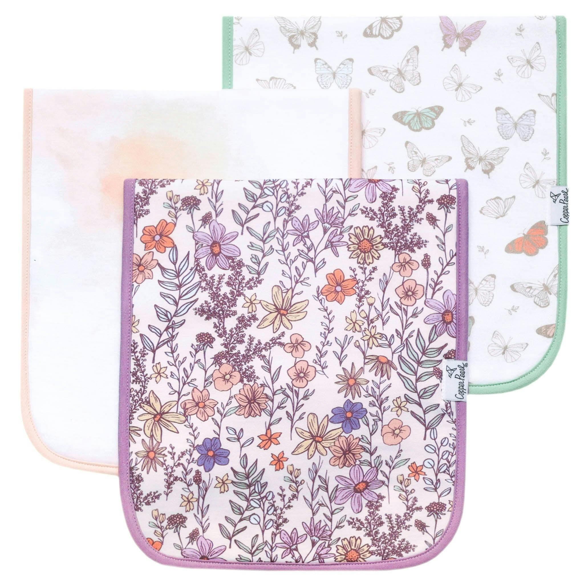 3 Pack Premium Burp Cloths - Flora