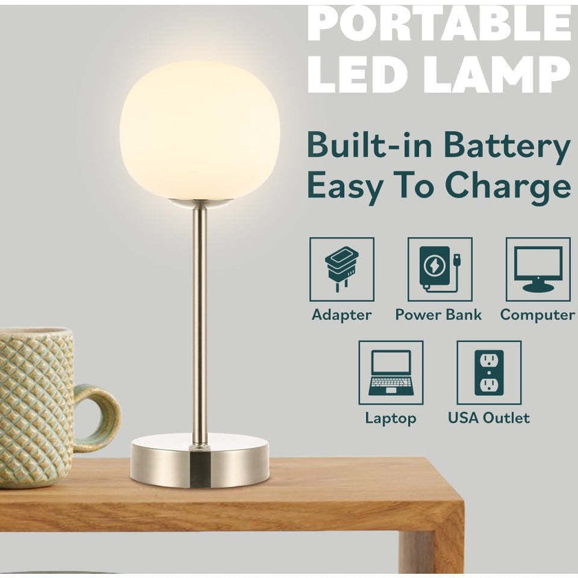 Natalia 12.25" Modern Minimalist Iron Rechargeable Integrated LED Table Lamp