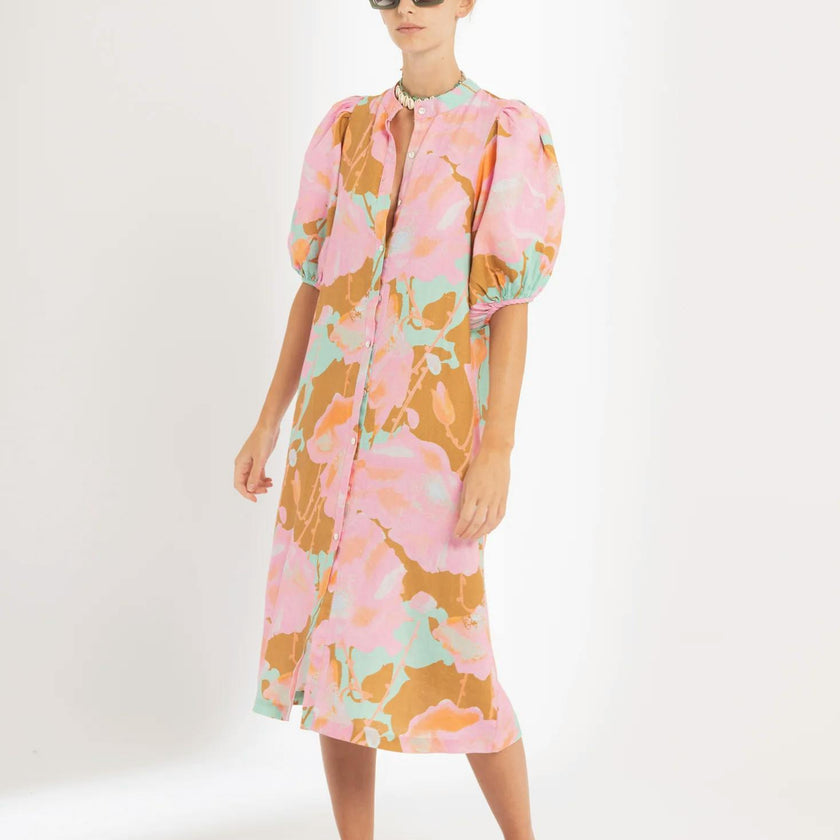 Bubble Linen Dress - Aquarela