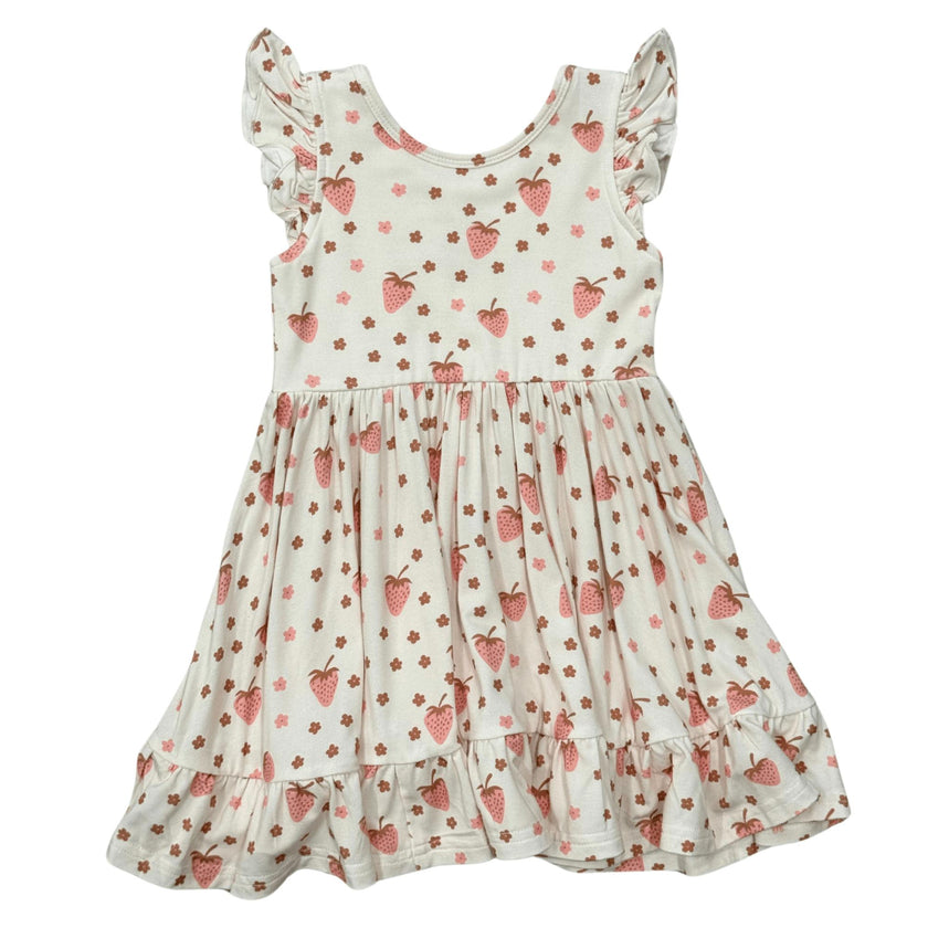 Girls Sleeveless Twirl Dress in Strawberries