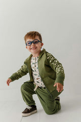 Boys Long Sleeve Henley Shirt in Chai