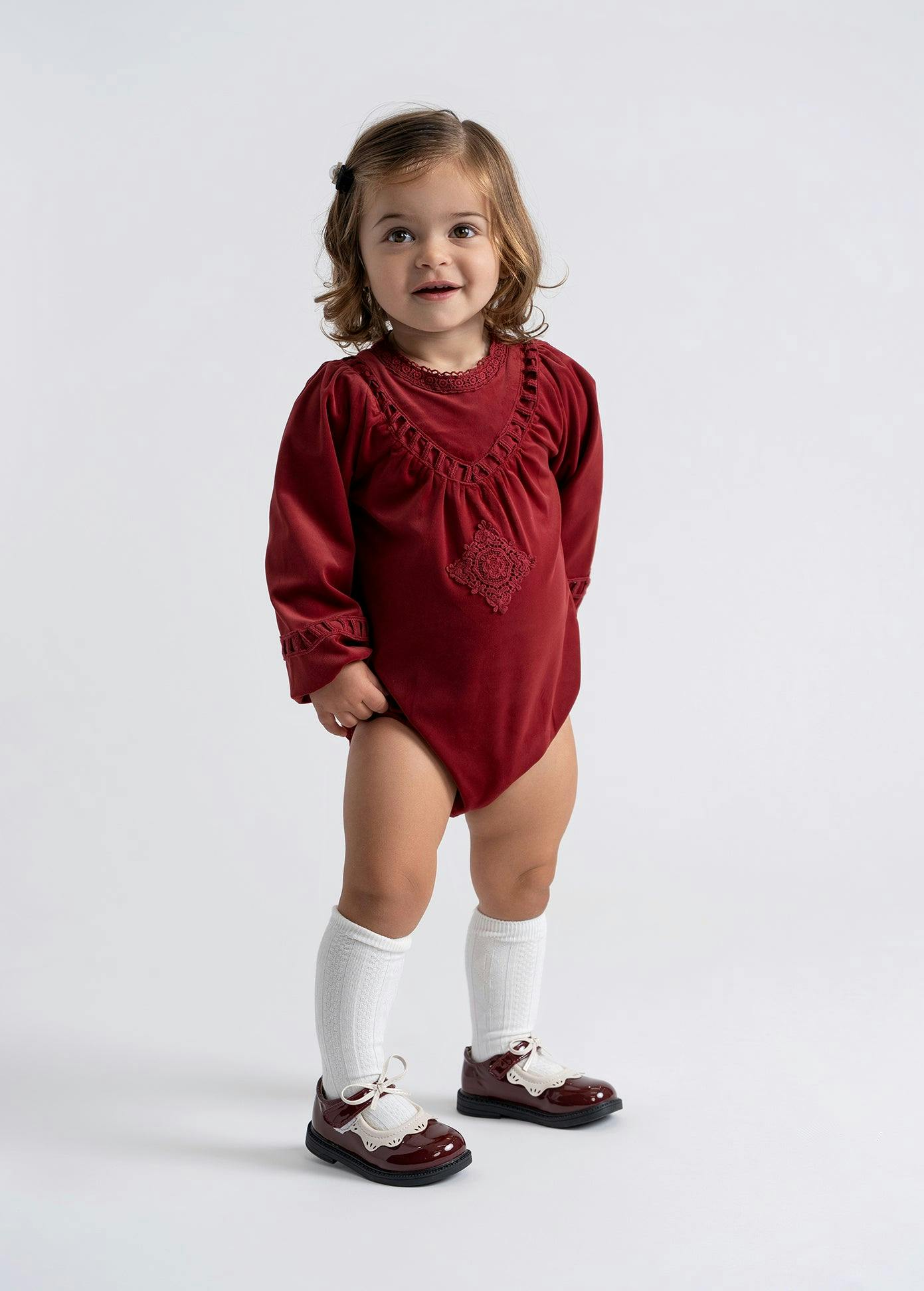 Velvet Lace Bubble Burgandy