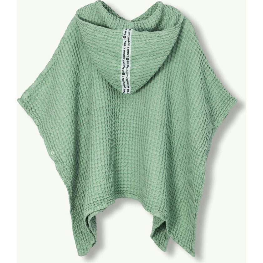 children's linen waffle poncho - sage