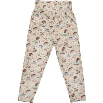 Mushroom Print Leggings, Beige