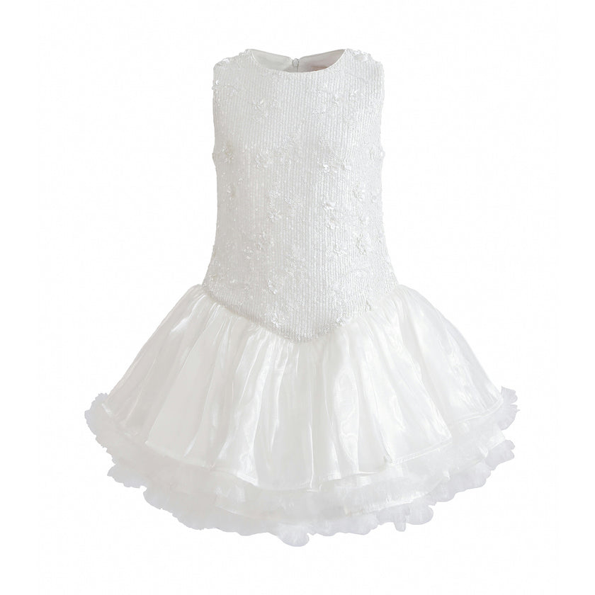 White Arabella Floral Tulle Dress
