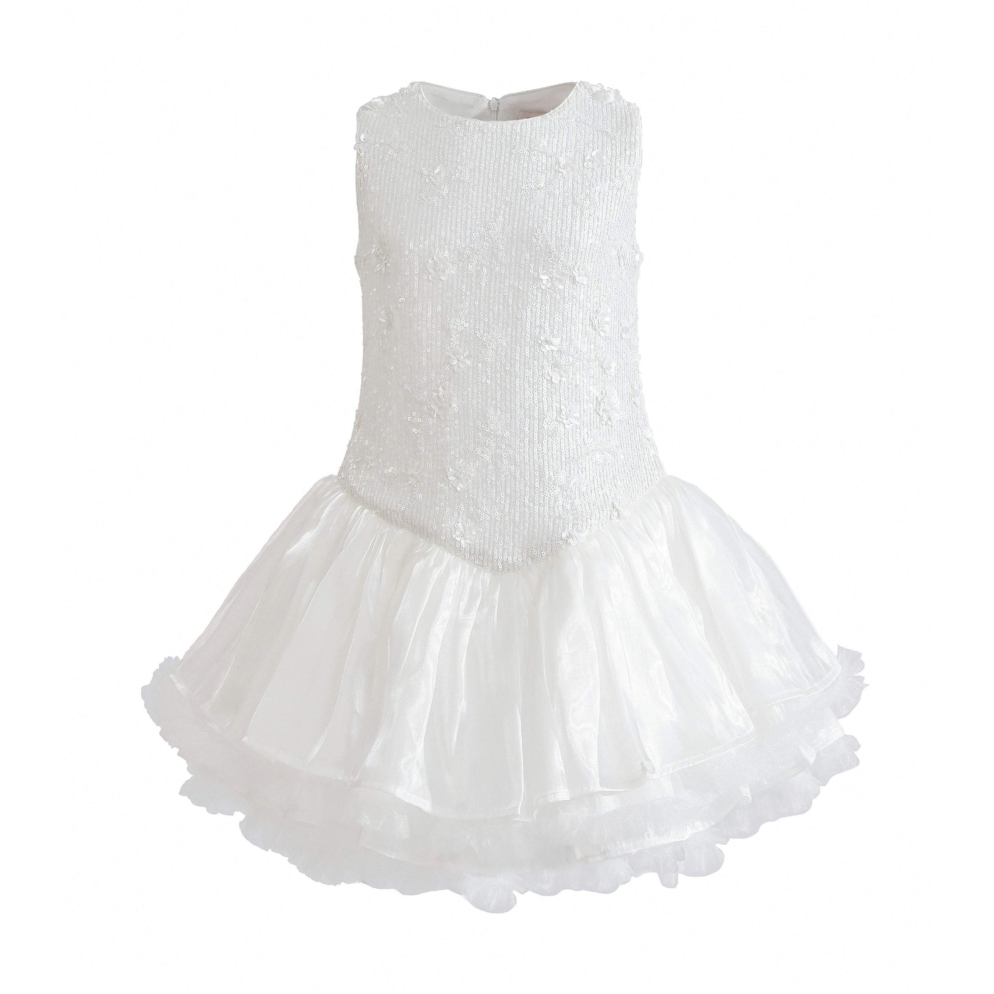 White Arabella Floral Tulle Dress