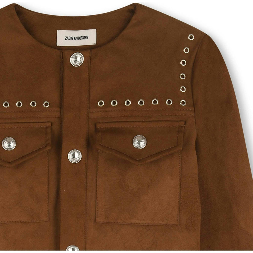 ZADIG & VOLTAIRE Faux Suede Cowgirl Jacket - Nuthatch