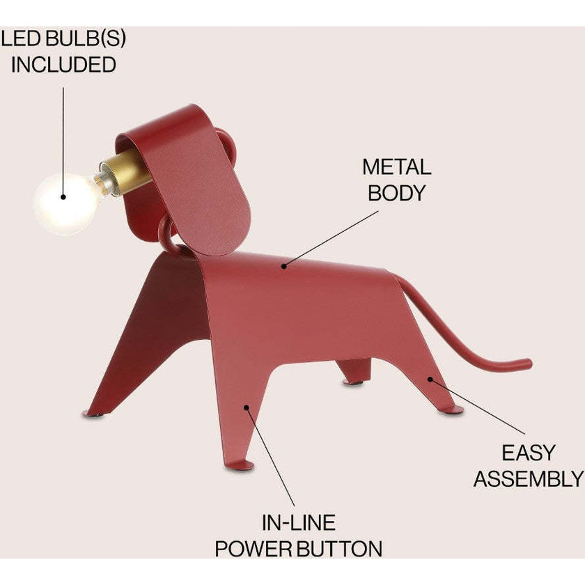 Rover 10" Modern Industrial Iron Canine LED Kids' Lamp