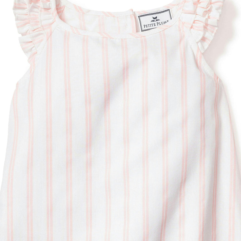 Girl's Twill Amelie Nightgown in Pink Stripe