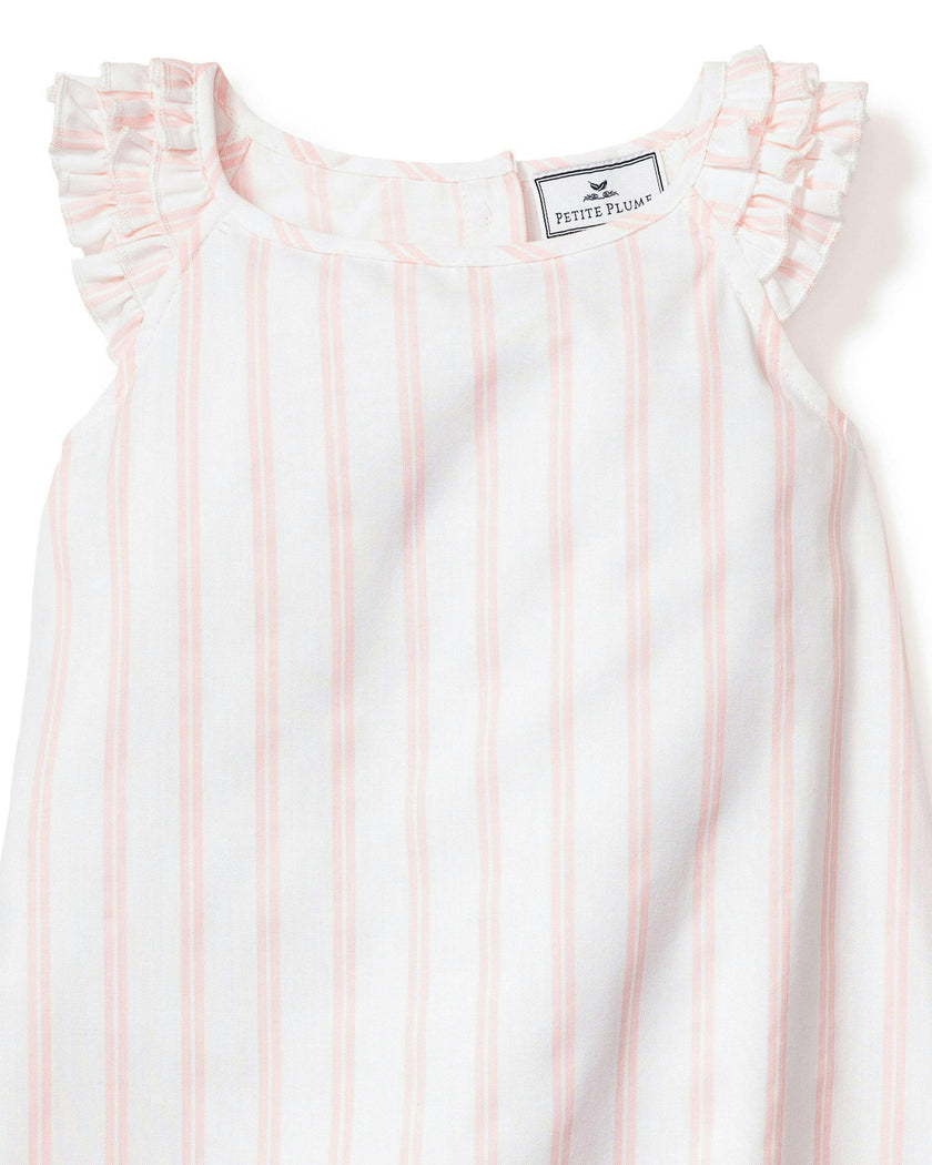 Girl's Twill Amelie Nightgown in Pink Stripe